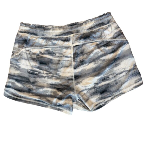 Athleta Women’s Printed Run Shorts | Gray Blue Tie Dye | Size Large - Picture 2 of 5